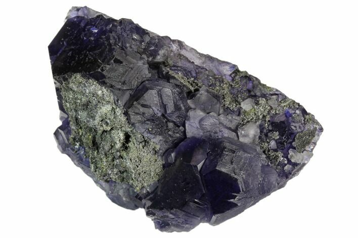 Deep Purple Fluorite Crystals with Quartz - China #124851